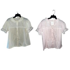 2 Barbizon vintage lazy sue belle yellow pink sleep shirts floral lightweight 18